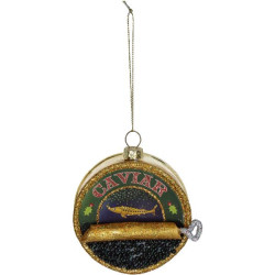 Ornement boite caviar verre multi 8.9cm de Jardinerie Bordeaux Libourne Gironde dans Boule pour sapin de Noël
