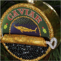 Ornement boite caviar verre multi 8.9cm de Jardinerie Bordeaux Libourne Gironde dans Boule pour sapin de Noël