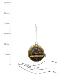 Ornement boite caviar verre multi 8.9cm de Jardinerie Bordeaux Libourne Gironde dans Boule pour sapin de Noël