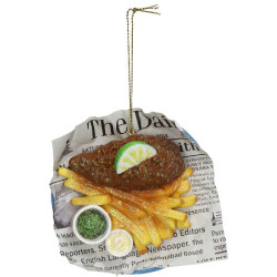 Ornement fish & chips polyresine multi 10.2cm de Jardinerie Bordeaux Libourne Gironde dans Boule pour sapin de Noël