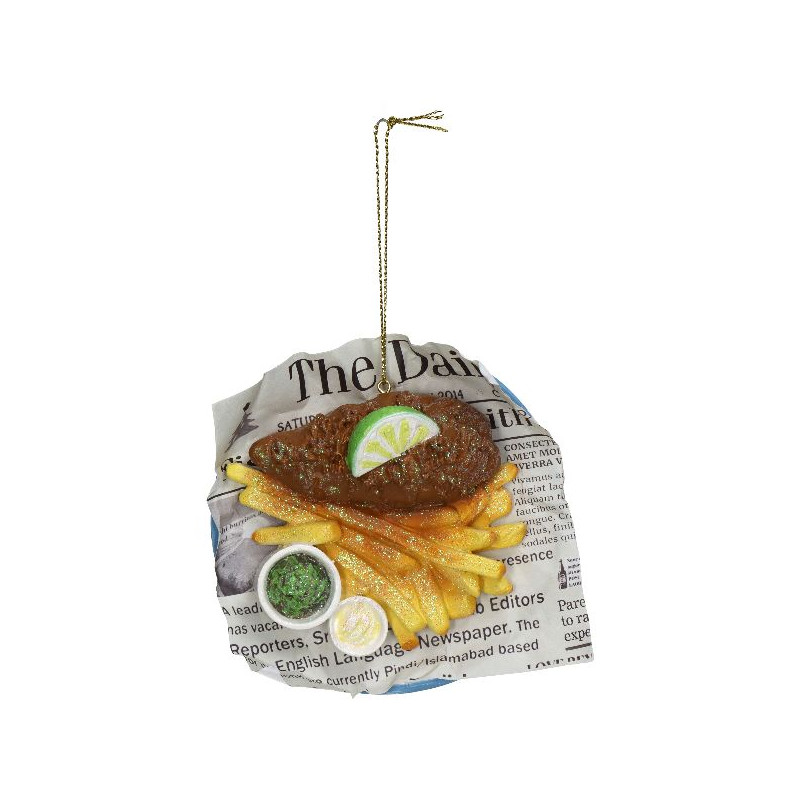 Ornement fish & chips polyresine multi 10.2cm de Jardinerie Bordeaux Libourne Gironde dans Boule pour sapin de Noël