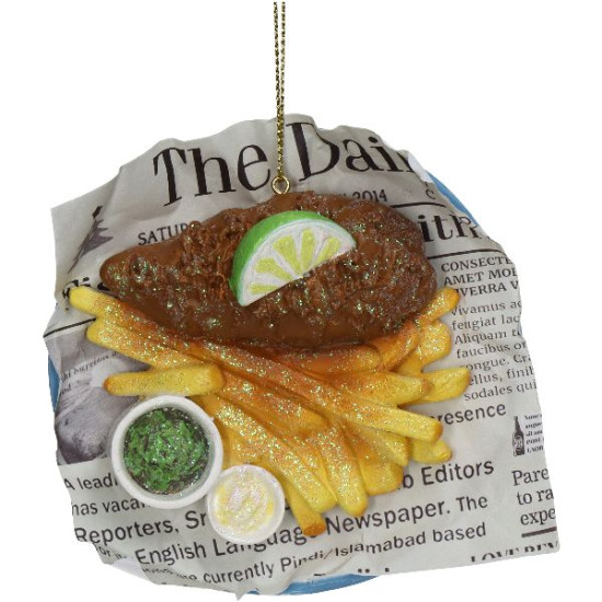 Ornement fish & chips polyresine multi 10.2cm de Jardinerie Bordeaux Libourne Gironde dans Boule pour sapin de Noël