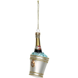 Ornement seau champagne verre ivoire 13.3cm de Jardinerie Bordeaux Libourne Gironde dans Boule pour sapin de Noël