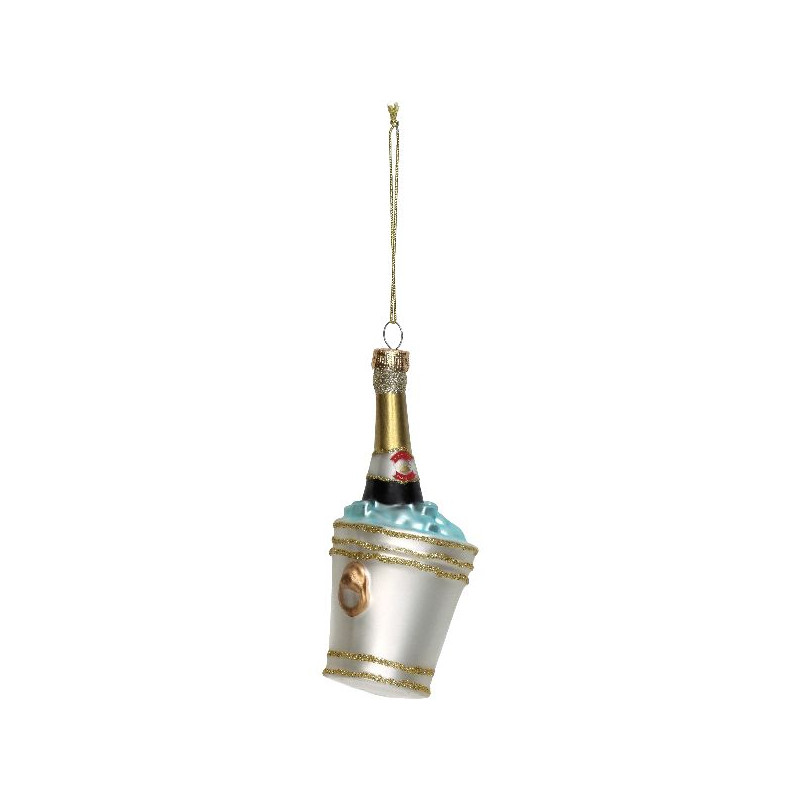Ornement seau champagne verre ivoire 13.3cm de Jardinerie Bordeaux Libourne Gironde dans Boule pour sapin de Noël