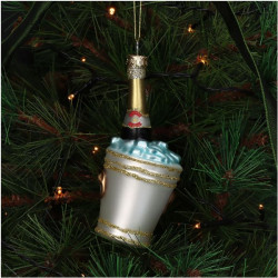 Ornement seau champagne verre ivoire 13.3cm de Jardinerie Bordeaux Libourne Gironde dans Boule pour sapin de Noël