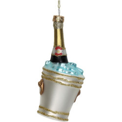 Ornement seau champagne verre ivoire 13.3cm de Jardinerie Bordeaux Libourne Gironde dans Boule pour sapin de Noël