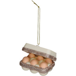 Ornement boite a oeufs frais verre ivoire 7.6cm de Jardinerie Bordeaux Libourne Gironde dans Boule pour sapin de Noël