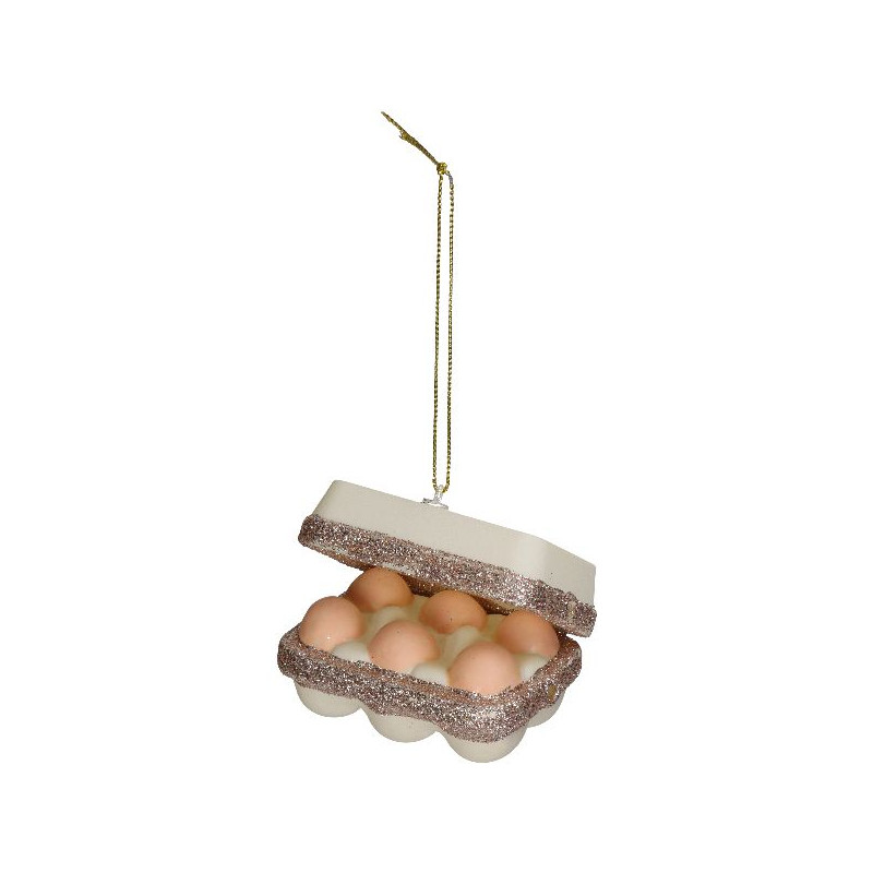 Ornement boite a oeufs frais verre ivoire 7.6cm de Jardinerie Bordeaux Libourne Gironde dans Boule pour sapin de Noël
