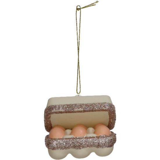 Ornement boite a oeufs frais verre ivoire 7.6cm de Jardinerie Bordeaux Libourne Gironde dans Boule pour sapin de Noël