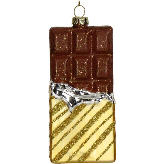 Ornement plaque chocolat verre marron 12.1cm de Jardinerie Bordeaux Libourne Gironde dans Boule pour sapin de Noël