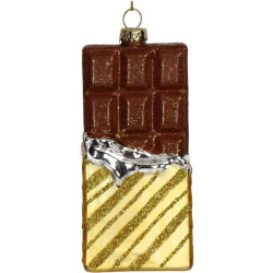 Ornement plaque chocolat verre marron 12.1cm de Jardinerie Bordeaux Libourne Gironde dans Boule pour sapin de Noël