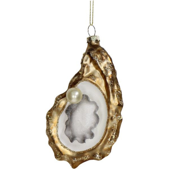 Ornement huitre verre or 14cm de Jardinerie Bordeaux Libourne Gironde dans Boule pour sapin de Noël
