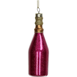 Ornement bouteille champagne rose verre 12.5cm de Jardinerie Bordeaux Libourne Gironde dans Boule pour sapin de Noël