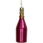 Ornement bouteille champagne rose verre 12.5cm de Jardinerie Bordeaux Libourne Gironde dans Boule pour sapin de Noël