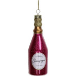 Ornement bouteille champagne rose verre 12.5cm de Jardinerie Bordeaux Libourne Gironde dans Boule pour sapin de Noël