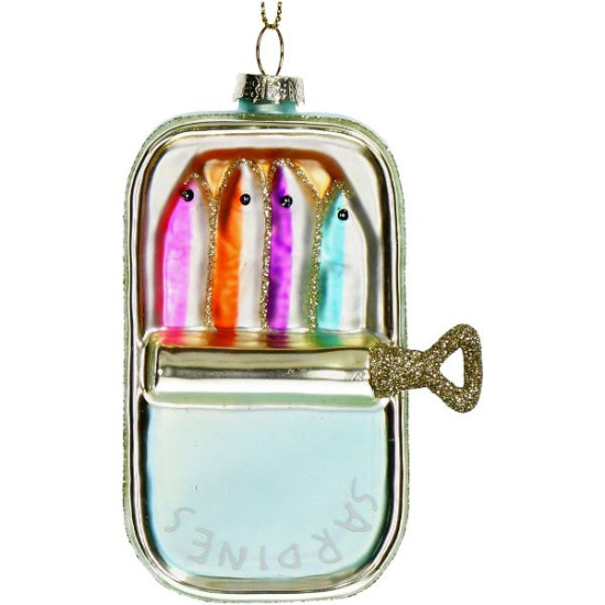 Ornement boite sardines verre multi 11cm de Jardinerie Bordeaux Libourne Gironde dans Boule pour sapin de Noël
