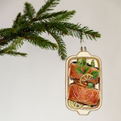 Ornement assiette de salmon verre multi 13cm de Jardinerie Bordeaux Libourne Gironde dans Boule pour sapin de Noël