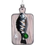 Ornement assiette poisson verre gris 12.2cm de Jardinerie Bordeaux Libourne Gironde dans Boule pour sapin de Noël