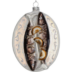 Ornements assiette poisson verre gris 11.4cm de Jardinerie Bordeaux Libourne Gironde dans Boule pour sapin de Noël