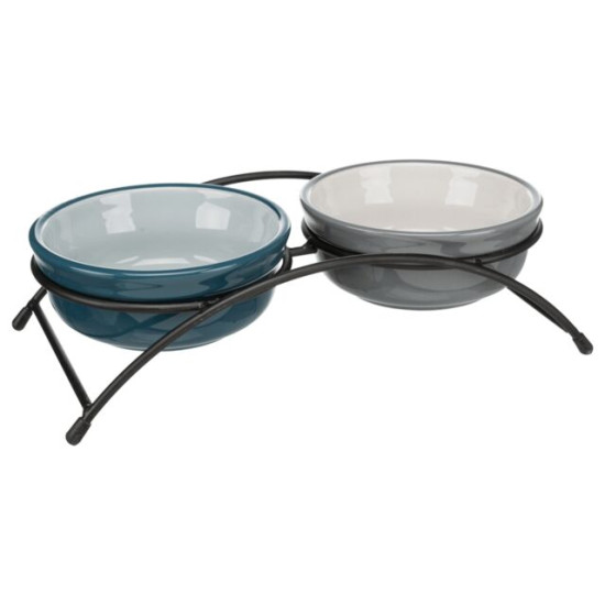 Set gamelle.2x0.25 l 13 cm pétrole de Trixie - Produit pour animaux dans Gamelles, distributeurs et fontaines pour chats