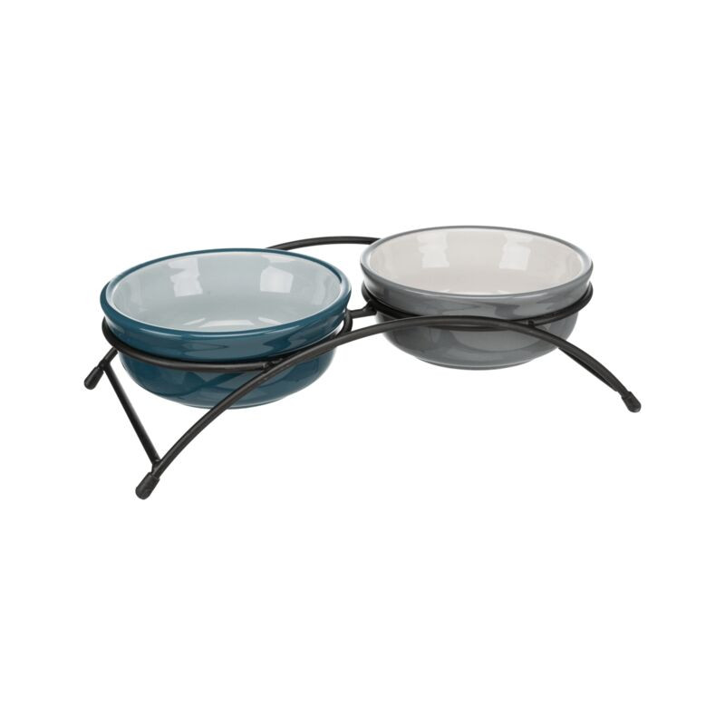Set gamelle.2x0.25 l 13 cm pétrole de Trixie - Produit pour animaux dans Gamelles, distributeurs et fontaines pour chats