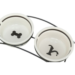 Set gamelles.2x0.6 l 15 cm blanc/noir de Trixie - Produit pour animaux dans Gamelles, distributeurs et fontaines pour chats