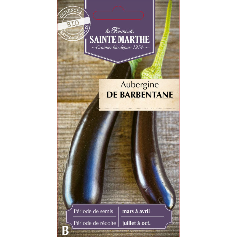 Aubergine de barbentane bio -ferme sainte marthe de La Ferme de Sainte Marthe - Graines BIO dans Graines de Aubergine