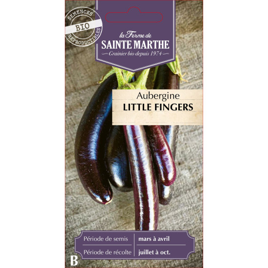 Aubergine little fingers bio -ferme sainte marth de La Ferme de Sainte Marthe - Graines BIO dans Graines de Aubergine