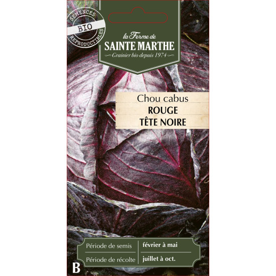 Chou cabus rouge tete noire 3 bio - sainte marth de La Ferme de Sainte Marthe - Graines BIO dans Graines de Chou