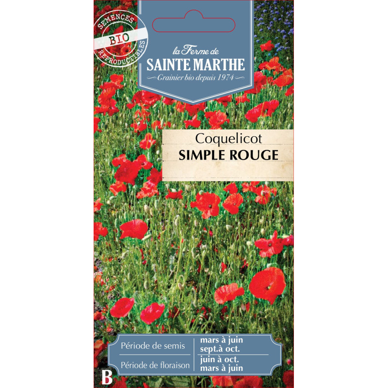 Coquelicot simple rouge bio -ferme sainte marthe de La Ferme de Sainte Marthe - Graines BIO dans Graines de fleurs en C