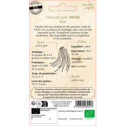 Haricot nain filet maxi 10g -sainte marthe de La Ferme de Sainte Marthe - Graines BIO dans Graines de Haricot