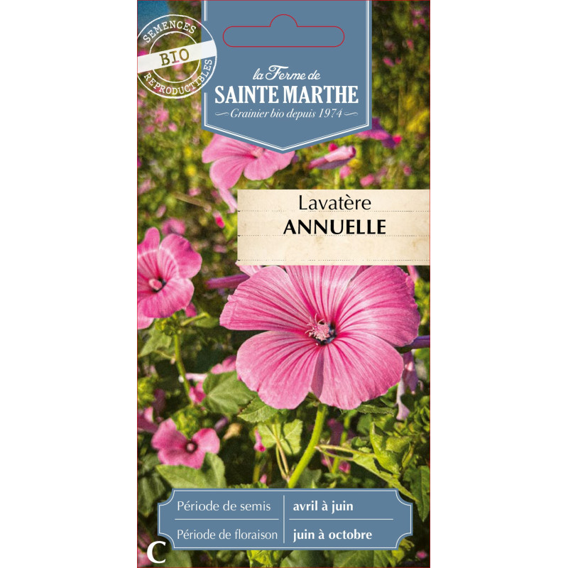 Lavatere annuel bio - ferme sainte marthe de La Ferme de Sainte Marthe - Graines BIO dans Graines de fleurs en L