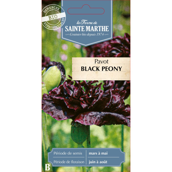 Pavot black peony bio - ferme sainte marthe de La Ferme de Sainte Marthe - Graines BIO dans Graines de fleurs en P