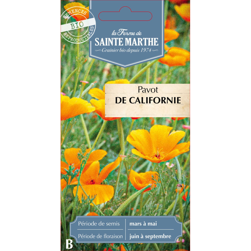Pavot de californie orange bio - sainte marthe de La Ferme de Sainte Marthe - Graines BIO dans Graines de fleurs en P