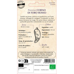 Piment poivron corno di toro rosso -sainte marth de La Ferme de Sainte Marthe - Graines BIO dans Graines de Piment