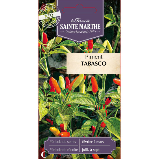 Piment tabasco bio - ferme sainte marthe de La Ferme de Sainte Marthe - Graines BIO dans Graines de Piment