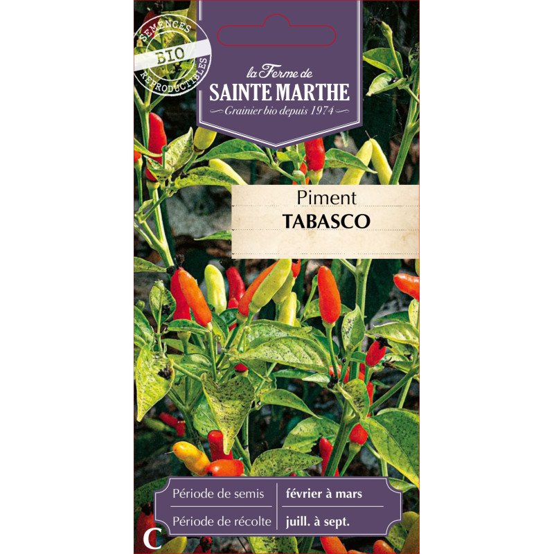 Piment tabasco bio - ferme sainte marthe de La Ferme de Sainte Marthe - Graines BIO dans Graines de Piment