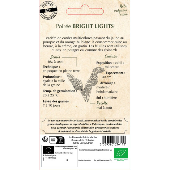Poiree bright lights bio - ferme sainte marthe de La Ferme de Sainte Marthe - Graines BIO dans Graines de Poiree