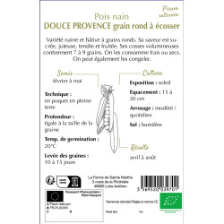 Pois nain douce provence bio 80g - sainte marthe de La Ferme de Sainte Marthe - Graines BIO dans Graines de Pois