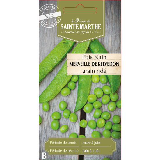 Pois nain merveille kelvedon 10g -sainte marthe de La Ferme de Sainte Marthe - Graines BIO dans Graines de Pois