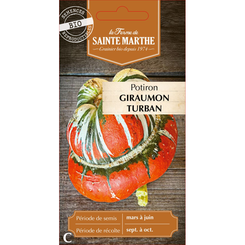 Potiron giraumon turban bio -ferme sainte marthe de La Ferme de Sainte Marthe - Graines BIO dans Graines de Potiron - Citrouille