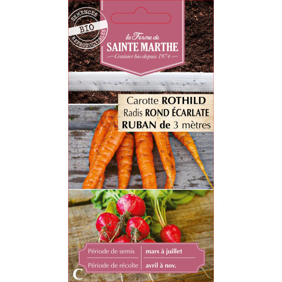 Ruban carotte + radis -sainte marthe de La Ferme de Sainte Marthe - Graines BIO dans Graines en Melange potager
