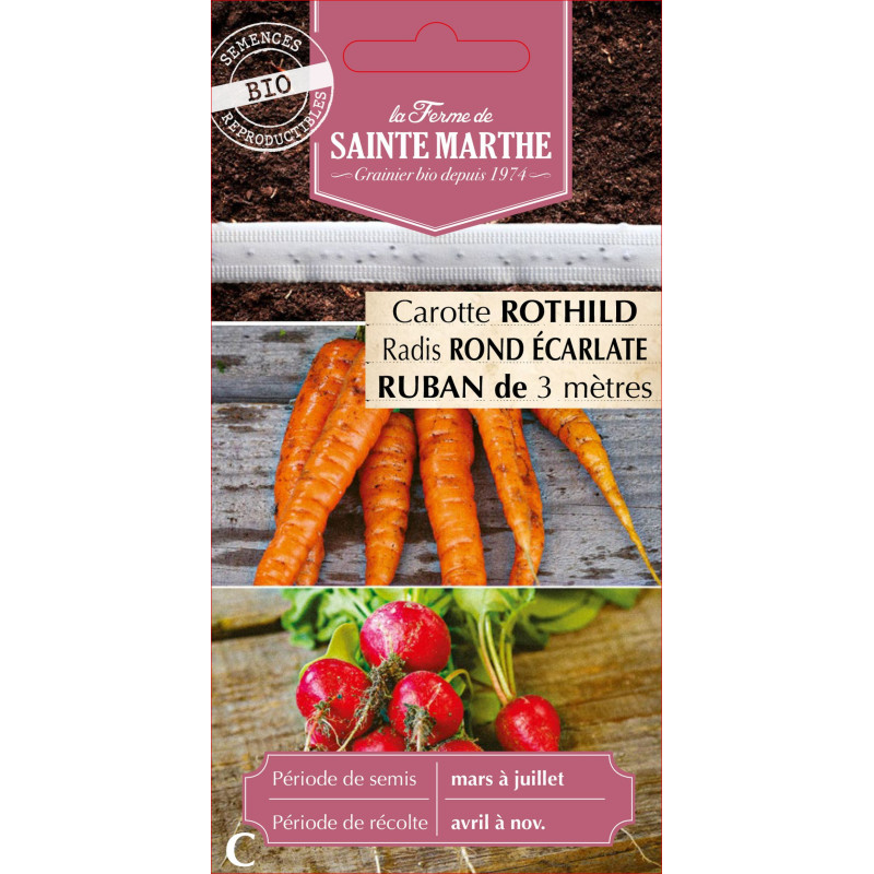 Ruban carotte + radis -sainte marthe de La Ferme de Sainte Marthe - Graines BIO dans Graines en Melange potager