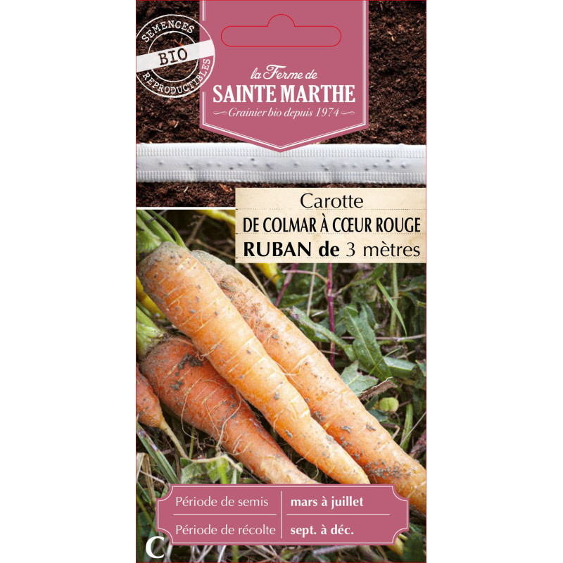 Ruban carotte de colmar a c. 2 bio -sainte marth de La Ferme de Sainte Marthe - Graines BIO dans Graines de Carotte