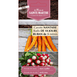 Ruban carotte nantaise+radis 18 j -sainte marthe de La Ferme de Sainte Marthe - Graines BIO dans Graines en Melange potager