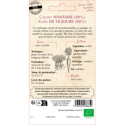 Ruban carotte nantaise+radis 18 j -sainte marthe de La Ferme de Sainte Marthe - Graines BIO dans Graines en Melange potager