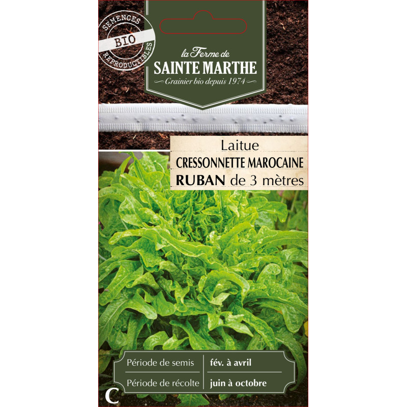 Ruban laitue cressonette maro bio - sainte marth de La Ferme de Sainte Marthe - Graines BIO dans Graines de plantes aromatiques