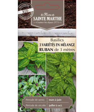 Ruban melange basilic bio -sainte marthe de La Ferme de Sainte Marthe - Graines BIO dans Graines d'autres aromatiques