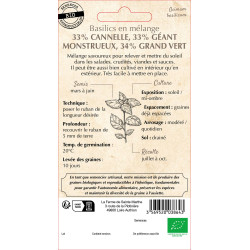 Ruban melange basilic bio -sainte marthe de La Ferme de Sainte Marthe - Graines BIO dans Graines d'autres aromatiques