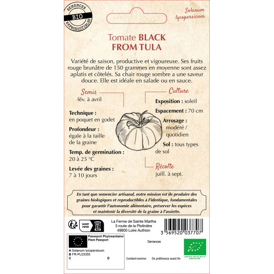 Tomate black from tula bio - ferme sainte marthe de La Ferme de Sainte Marthe - Graines BIO dans Graines de Tomate